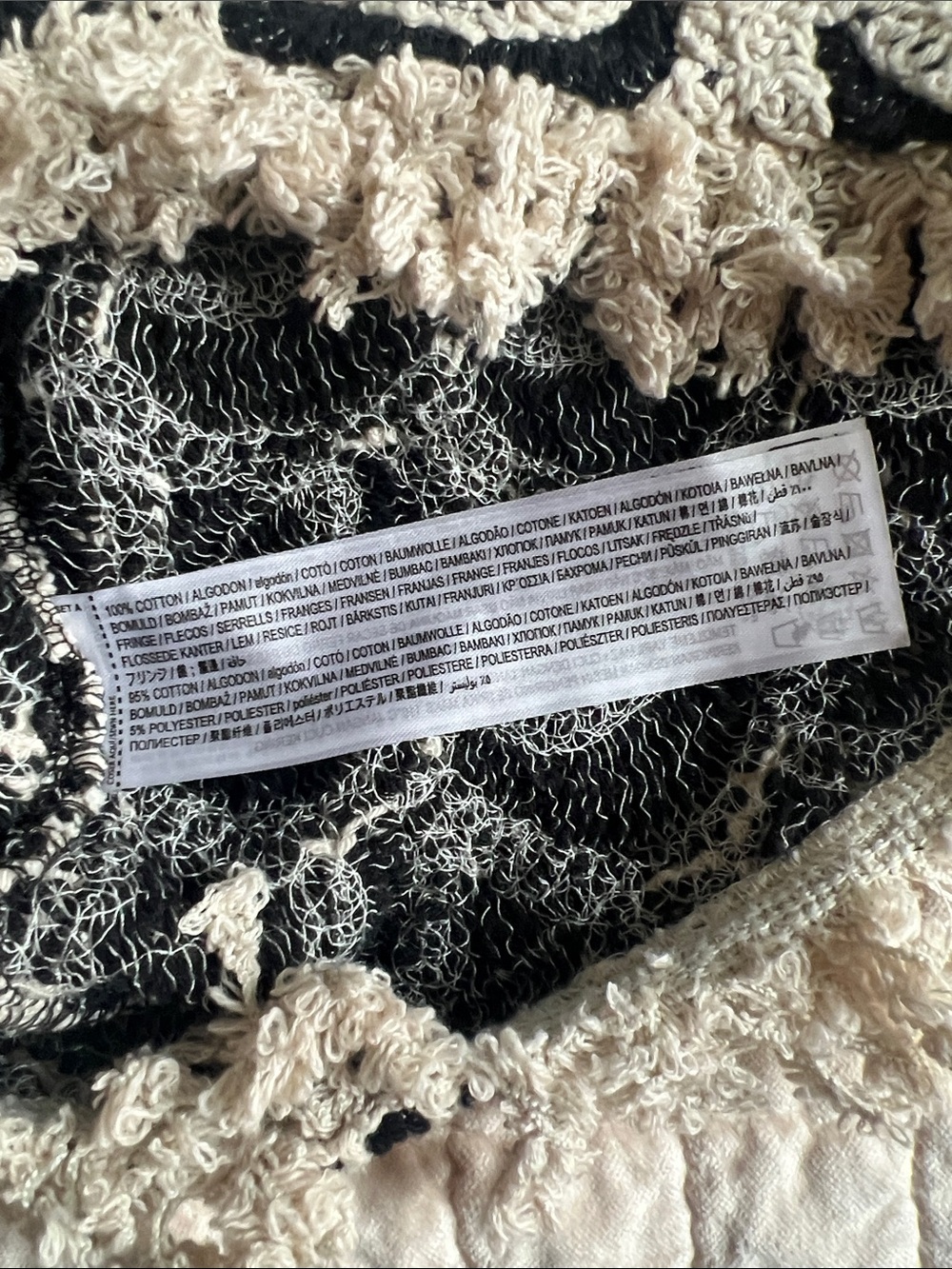 Mango Black and Cream Crochet Fringe Crop Top - Picture 5 of 5